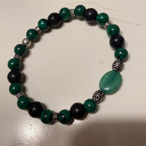 Pair of Men’s Malachite and Silver Bracelets - Picture 5 of 8